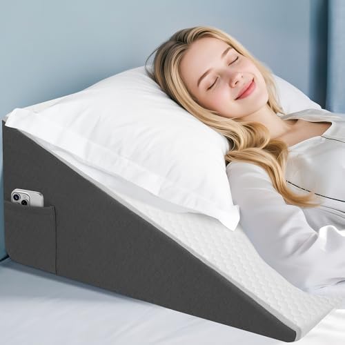 12 inch Bed Wedge Pillow for Sleeping, Reading & Resting, Cooling Memory Foam by Unknown