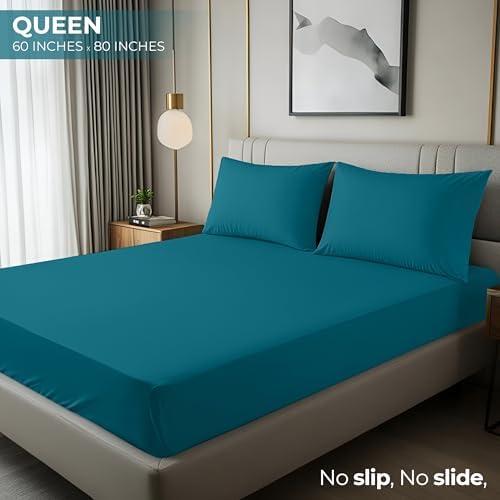 Queen Fitted Sheet, Ultra Soft Fits Up to 15 Inch Deep Pocket, Denim Blue - Image 2