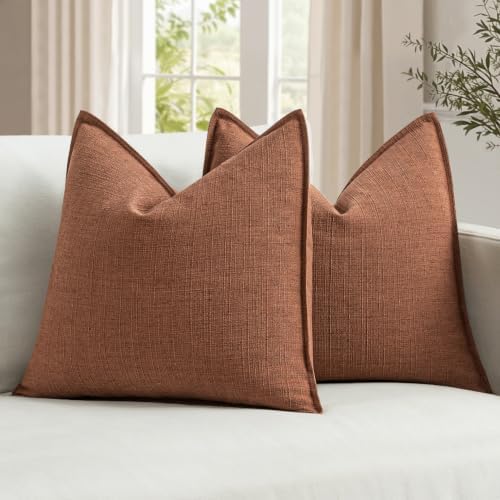 MIULEE Fall Thick Textured Rust Euro Sham Throw Pillow Covers 26x26 Inch by MIULEE