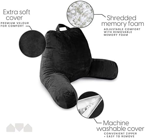 Milliard Reading Pillow with Arms, Cozy Shredded Memory Foam Back Pillow - Image 3