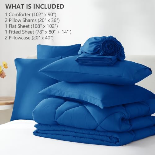 CozyLux King Comforter Set 102"x90" Classic Blue - Image 6