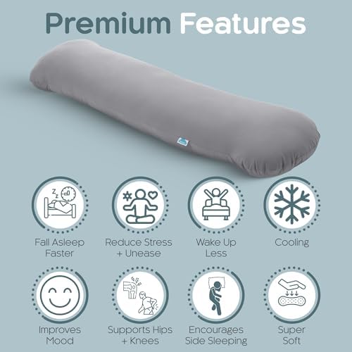 SleepCloud Weighted Body Pillow 8lbs, Cooling Tencel Cover, 48” x 14” XL - Image 3