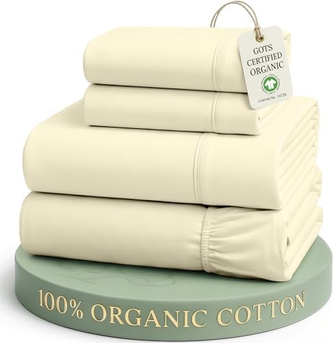 LANE LINEN Full Sheets 100% Organic Cotton 4pc Percale Cooling by LaneLinen