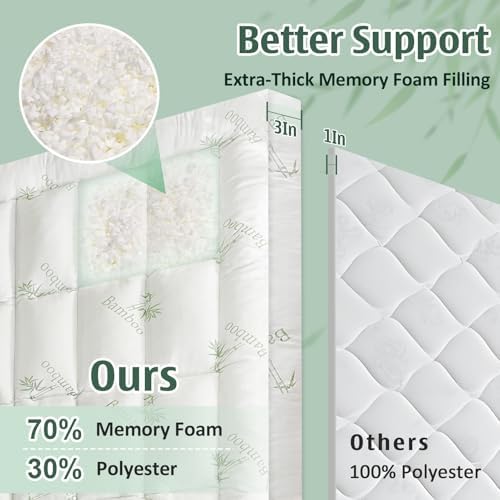 DOWNCOOL 3 Inch Full Mattress Topper, Breathable Bamboo Viscose Air Layer - Image 2