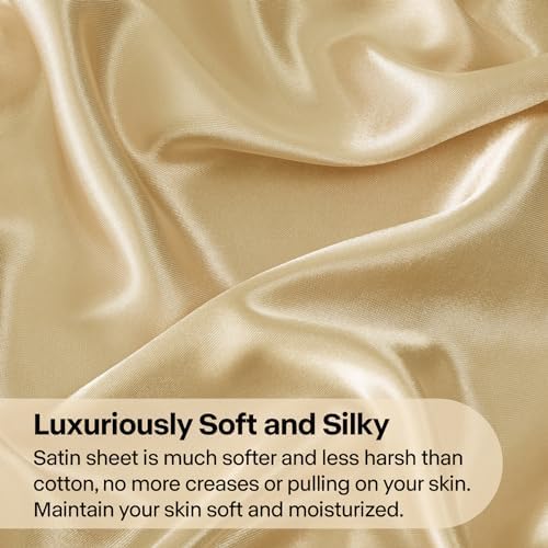 BEDELITE Satin Sheets King Size Bed Set, 4 Pieces - Image 3