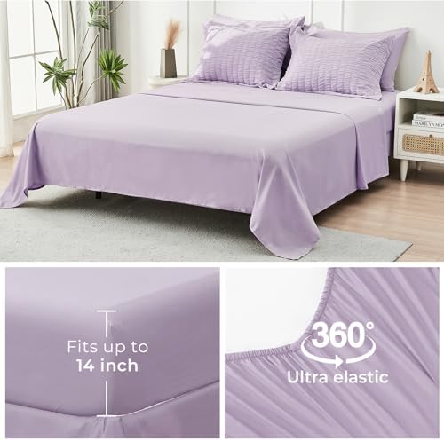 HYMOKEGE Lavender Oversized Queen Comforter Set Seersucker 7 Pieces, All Season - Image 6