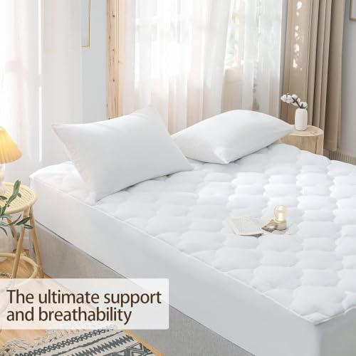 WhatsBedding Waterproof Mattress Topper Queen Size Cotton Top Down Alternative - Image 3