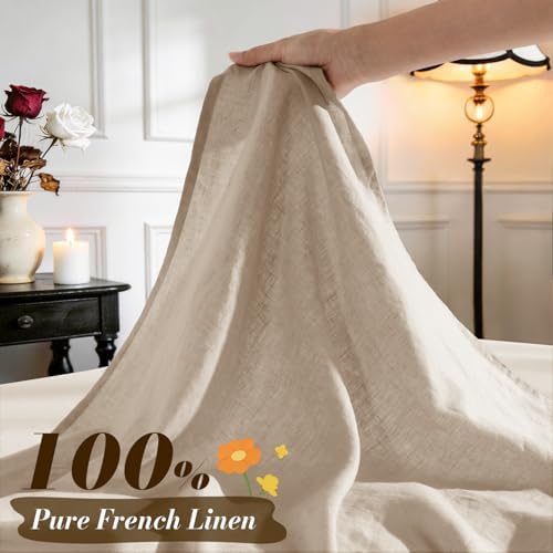 SONORO KATE 100% French Linen Twin XL Size Sheets Set, Natural Flax Bedding - Image 2
