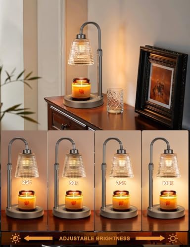 Gray Candle Warmer Lamp with Timer, Dimmable Candle Warmer for Jar Candles, Height Adjustable Wax Melts Warmer, Birthday Gifts for Women Mom, House Warming Gifts New Home Decor - Image 2