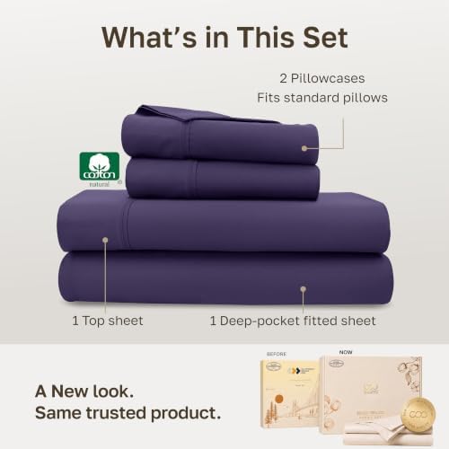 California Design Den Soft 100% Cotton Sateen Full Sheet Set - Image 3
