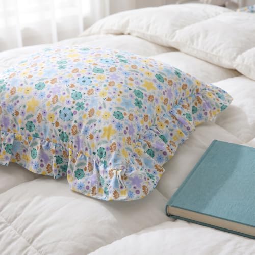 Mywinlle Farmhouse Garden Floral Ruffle Throw Pillow Covers Set of 2, 100% - Image 5