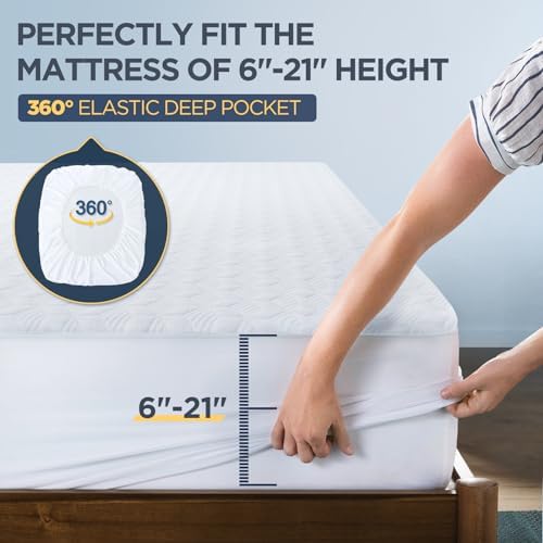 100% Waterproof Mattress Protector, Hypoallergenic Silver-Infused Mattress - Image 5