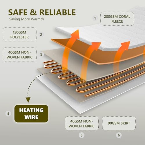 Heated Quilted Wave Mattress Pad, King Size Dual Control, Soft Bed Warmer - Image 6