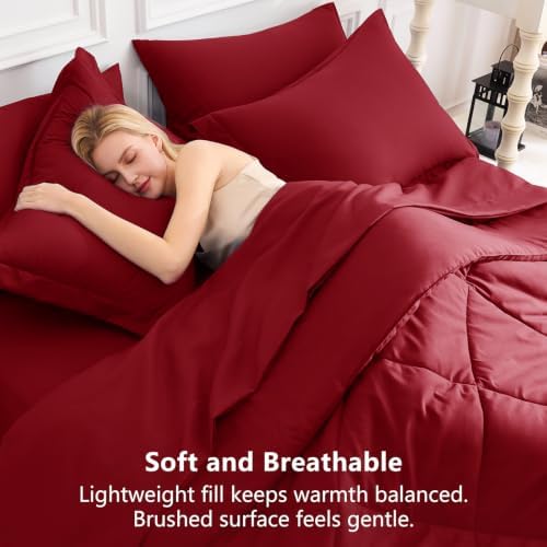 CozyLux King Comforter Set 102"x90" Dark Red - Image 4