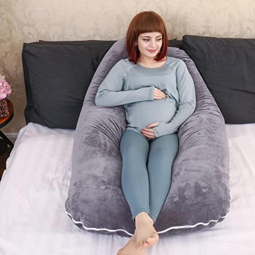 MOON PINE Pregnancy Pillow Cover, U Shaped Body Pillow Cover Only, Velvet - Image 4