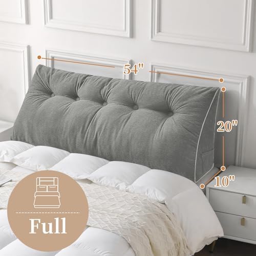 Sasttie Headboard Pillow Full, Wedge Pillow Headboard, Light Grey - Image 2