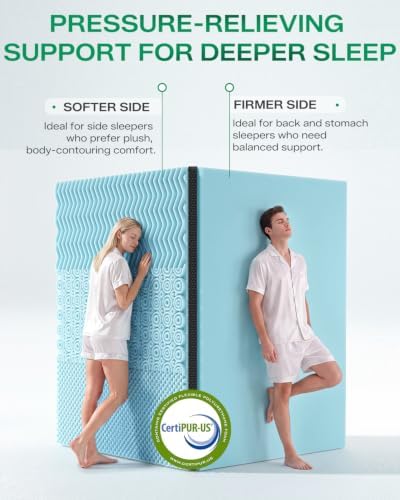 Dual Layer 4 Inch Full Size Mattress Topper, Memory Foam Mattress Topper - Image 5