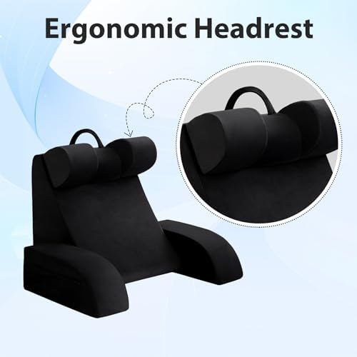 21" Reading Pillow for Bed Black, Flip Headrest and Back Support - Image 2