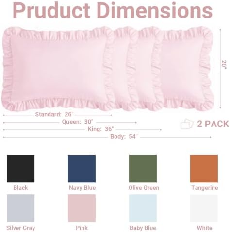 Set of 2 Brushed Microfiber Ruffle Pillow Cases Queen Size Pink - Image 6