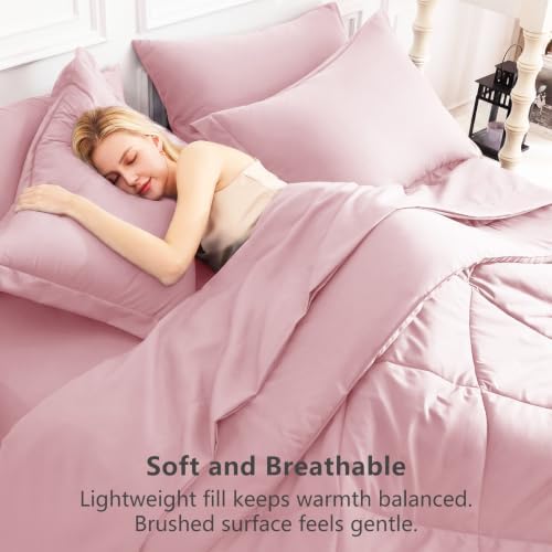 CozyLux Full Comforter Set 82"x86" Pink - Image 4