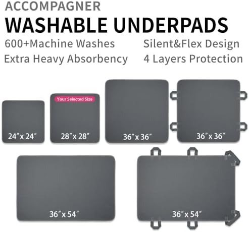 Accompagner Incontinence Bed Pads Washable Waterproof Underpads 28"x28" 4pc - Image 4