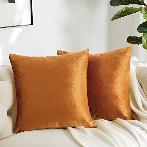 GIGIZAZA Decorative Throw Pillow Covers 16 x 16, Cinnamon Orange Soft Pillow - Image 2