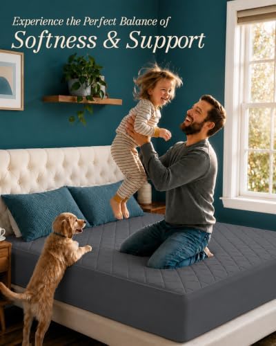Queen Mattress Pad, Quilted Mattress Protector Topper fits 16" Deep Pocket - Image 6