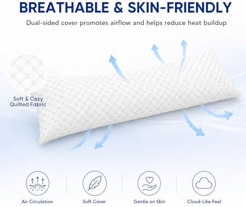 OAISZ 18 x 54'' Full Body Pillow, Long Memory Foam Bed Pillow - Image 3