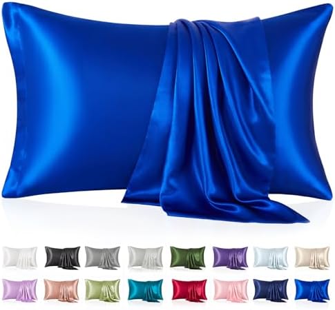 Silk Like Satin Pillowcase Standard Size, Royal Blue, 2 Pack, 20x26 Inches by VCUSUELER