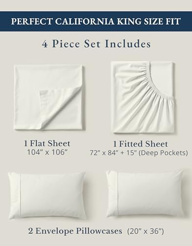 LANE LINEN Cal King Bed Sheets 100% Organic Cotton Soft 4pc - Image 4