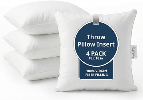 LANE LINEN 4 Pack 18x18 White Throw Pillow Inserts by LaneLinen
