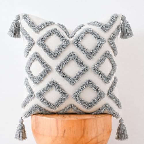 PANOD Soft Chenille Tufted Farmhouse Pillow Covers 20x20 Inches Neutral Accent - Image 3