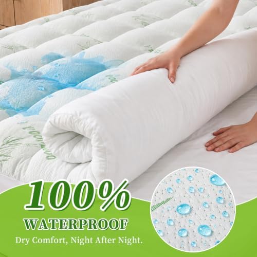 Cooling Waterproof Viscose from Bamboo Mattress Topper Queen Size - Image 3