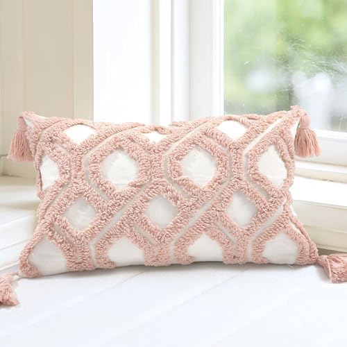 Lumbar Boho Pillow Covers 12x20 Tufted by LOOPUINHOM
