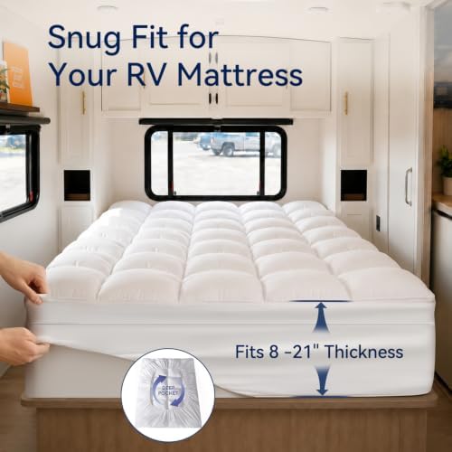 ELEMUSE RV Short King Mattress Topper, Thick Pillow Top Mattress Pad - Image 5