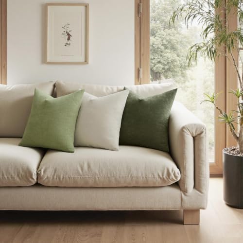 MIULEE Olive Green Chenille Couch Throw Pillow Covers - Image 2