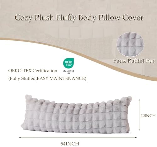 20"x54"Luxury Shaggy Faux Fur Body Pillow Cover, Bubble Fluffy Plush Bed Body - Image 2
