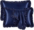 2 Pack Ruffle Satin Pillowcases King Size 20"x36" Navy Blue by QJFabricCO