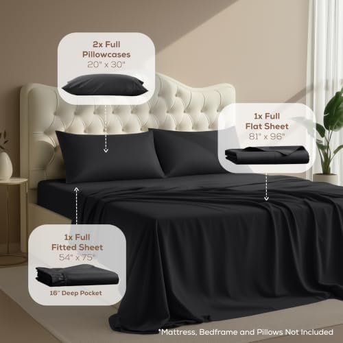 Full Sheets Set, 4 Pieces 16" Deep Pocket Hotel Luxury Bed Sheets - Image 2