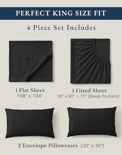 LANE LINEN King Sheets 100% Organic Cotton Soft 4pc Percale Cooling - Image 4