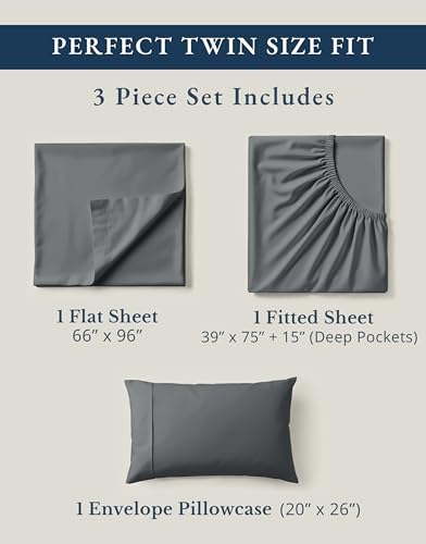 LANE LINEN Twin Bed Sheets 100% Organic Cotton Soft 3pc Percale - Image 4