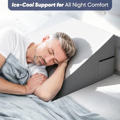 12 inch Bed Wedge Pillow for Adults Seniors, Cooling Memory Foam Incline Pillow - Image 4