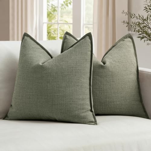 MIULEE Thick Textured Decorative Throw Pillow Covers 22x22 Inch Olive Green by MIULEE