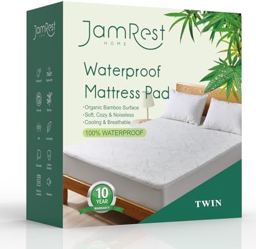 Waterproof Mattress Protector Twin Size, Viscose Cooling Breathable Mattress by JamRest
