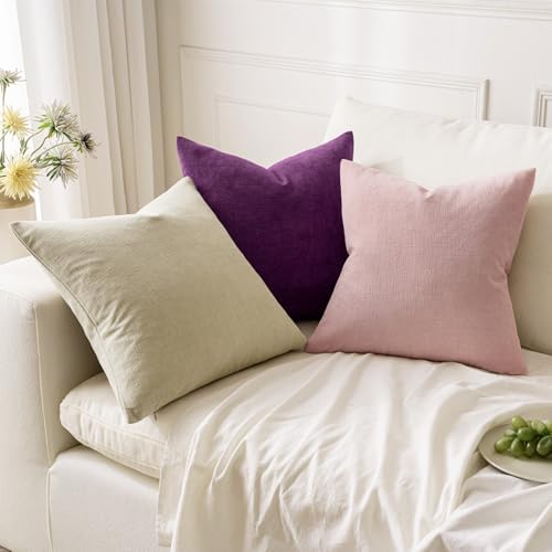MIULEE Plum Purple Chenille Couch Throw Pillow Covers - Image 5