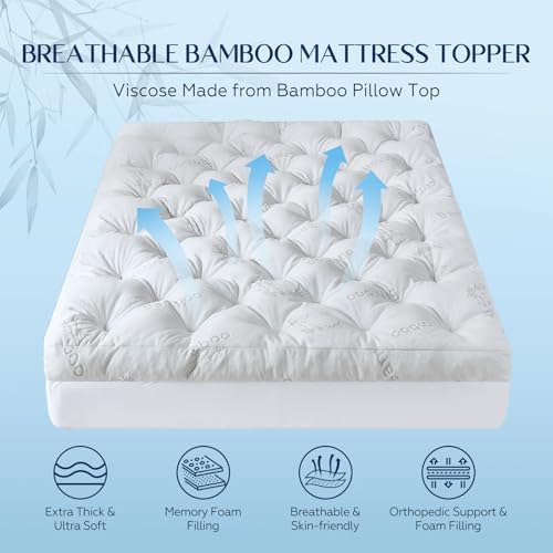 5 Inch Cooling Bamboo Mattress Topper Full Size, 54x75 in, 2000 GSM - Image 2