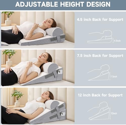Bed Wedge Pillow for Sleeping, Acid Reflux, Legs Pain Relief - Image 4