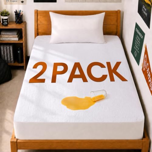Waterproof Twin Size Mattress Protector 2 Pack fits Upto 15" Deep Pocket by UTOPIABEDDING
