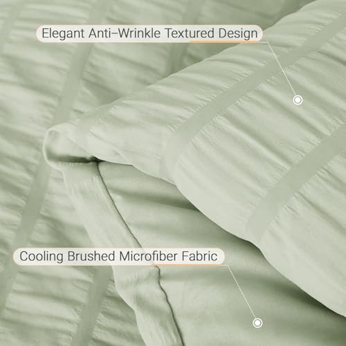 MUXHOMO 7 Pieces Queen Comforter Set, Seersucker Bed in a Bag Queen Size - Image 5