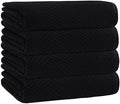 COTTON CRAFT Euro Spa Waffle Weave Bath Towels - Set of 4 Black Towels by COTTONCRAFT